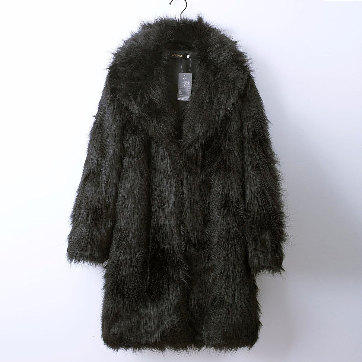Women's Luxury Faux Fur Coat with Wide Lapel