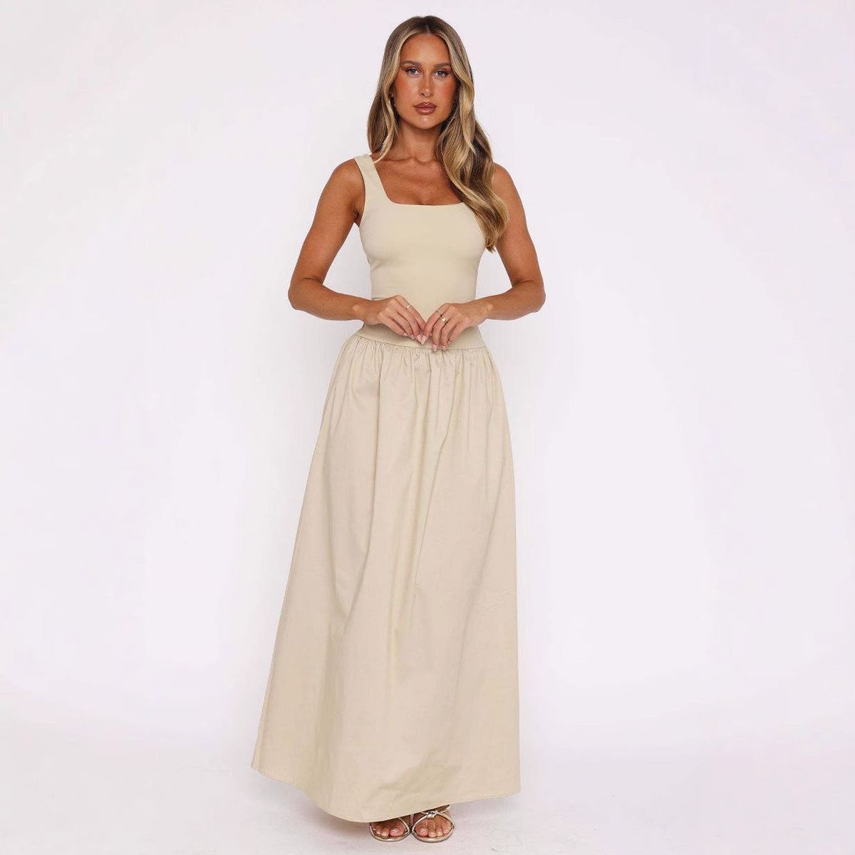Women's Maxi Skirt with Elastic Waist and Flowy Cut