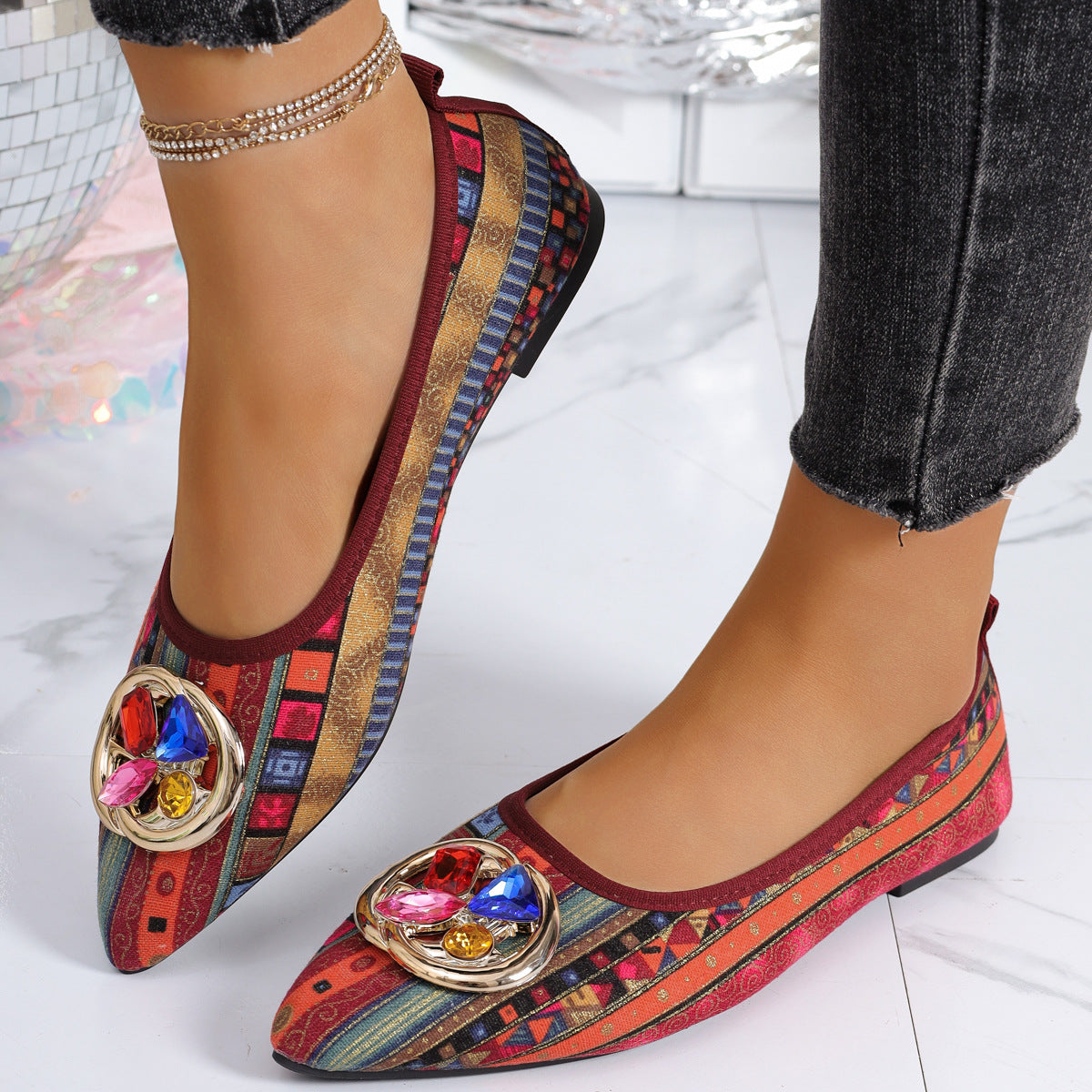 Women's Crystal Embellished Ballet Flats