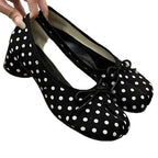 Women's Ballet Flats with Delicate Bow and Block Heel