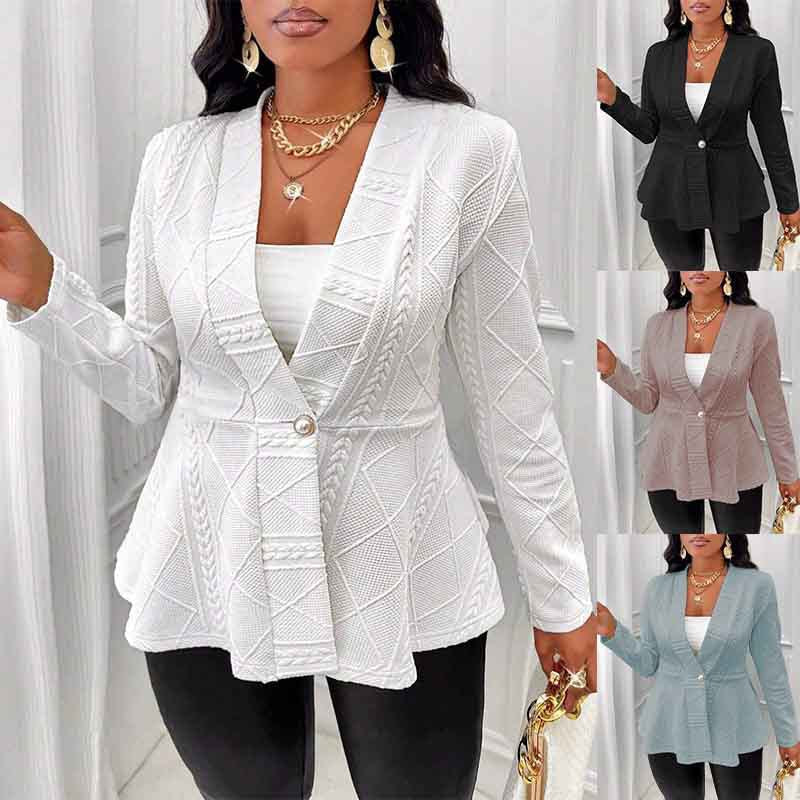 Women's Designer Blazer with Textured Knit Pattern and Elegant Cut