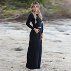 Women's Casual Wide-Leg Jumpsuit with Long Sleeves and Pockets