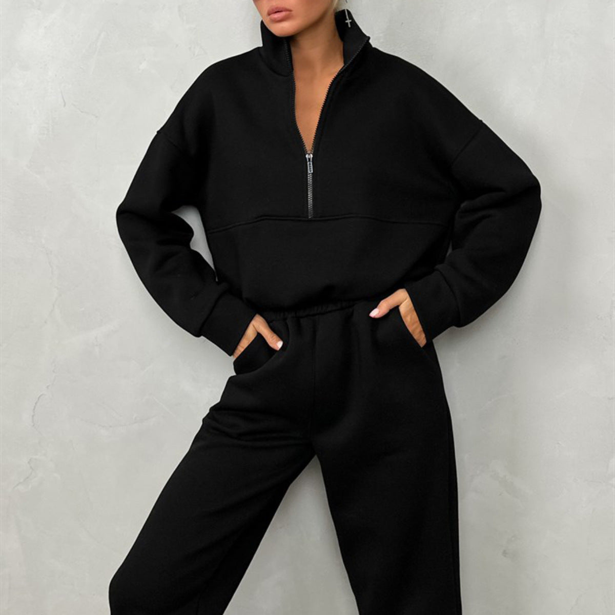 Cropped Half-Zip Fleece Set
