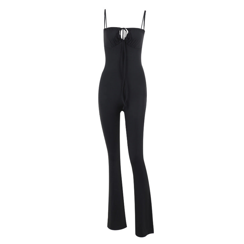 Women's Form-Fitting Jumpsuit with Sophisticated Lacing