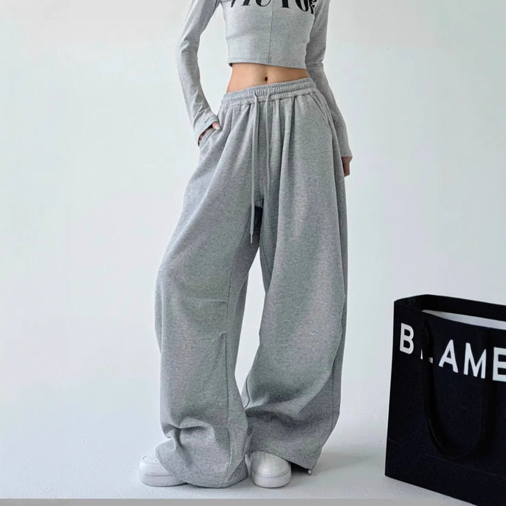 Women's Comfortable Wide-Leg Joggers with Elastic Waist and Pockets