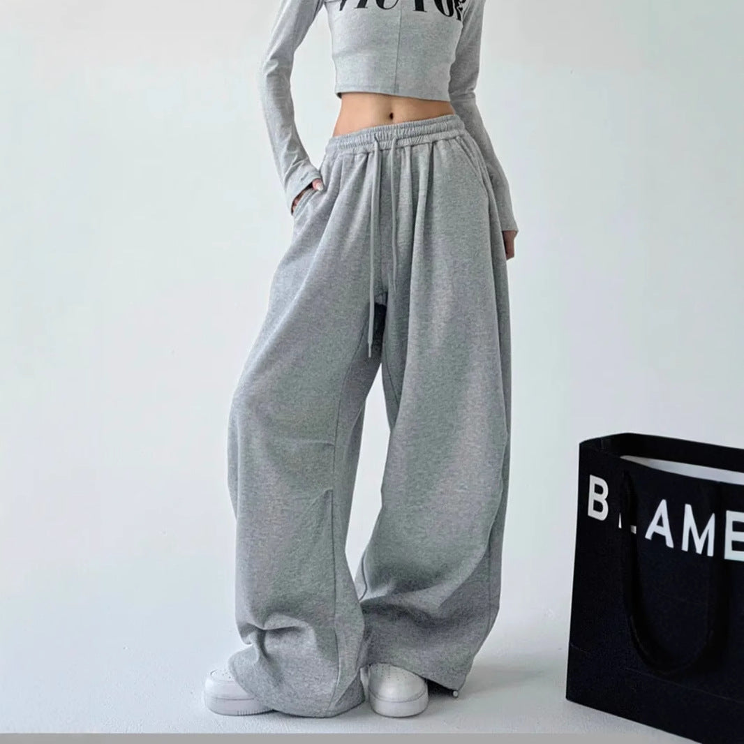 Women's Comfortable Wide-Leg Joggers with Elastic Waist and Pockets