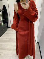 Women's Elegant Knit Coat with Wide Cut and Practical Pockets
