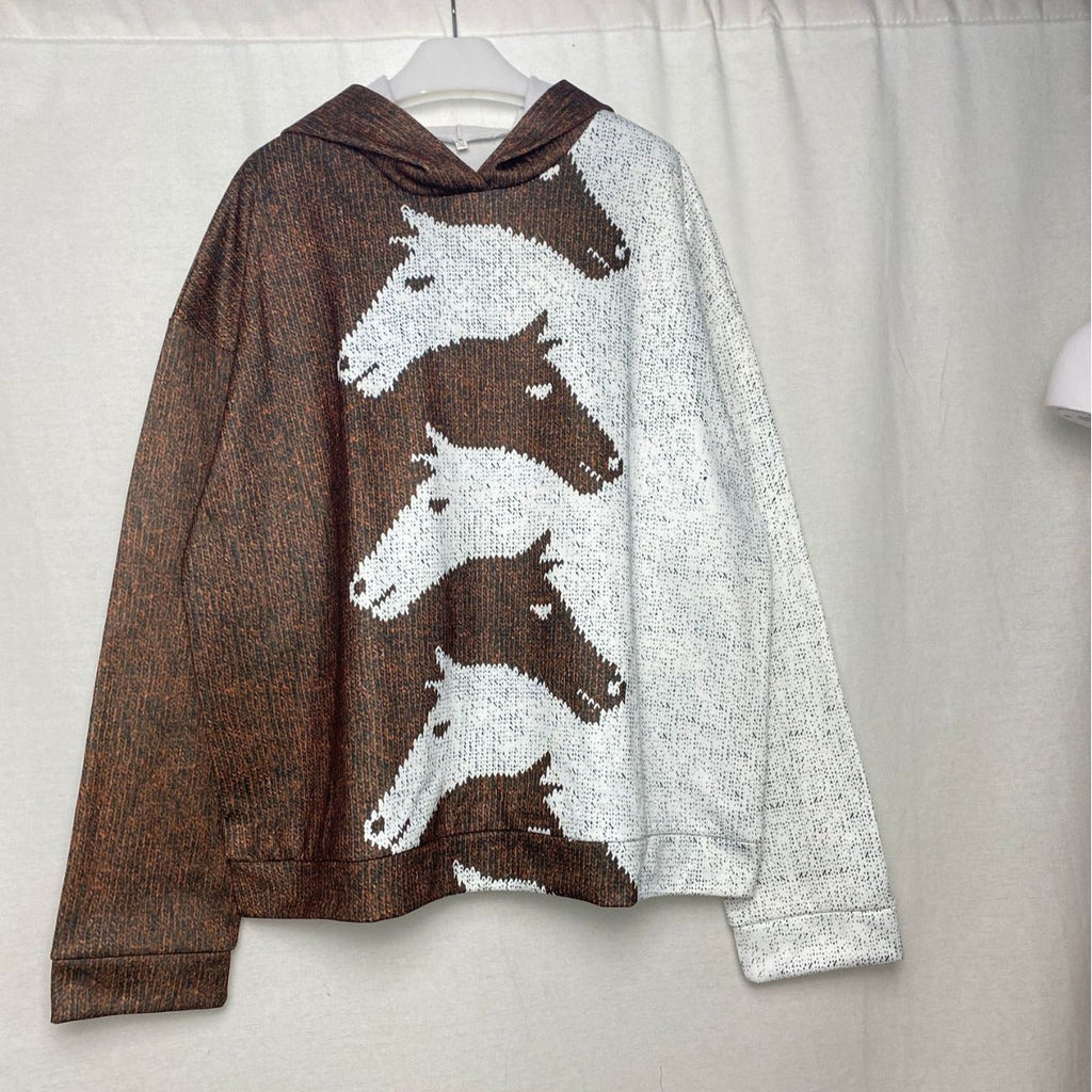 Women's Cozy Horse Print Hoodie