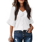 Ruffled V-Neck Blouse