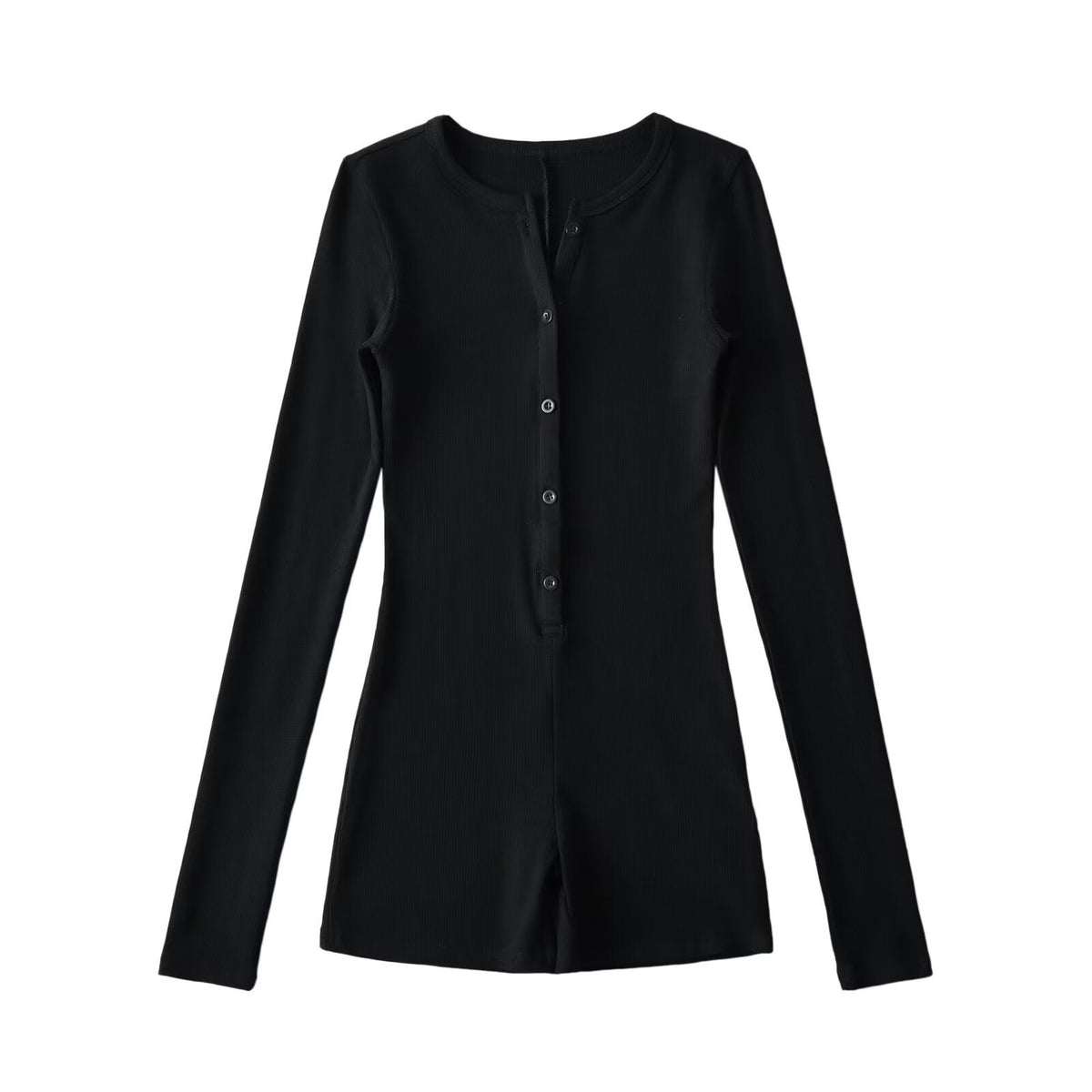 Women's Long-Sleeve Jumpsuit with Button Closure