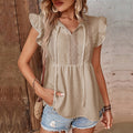 Women's Blouse with Ruffle Details and Fine Texture