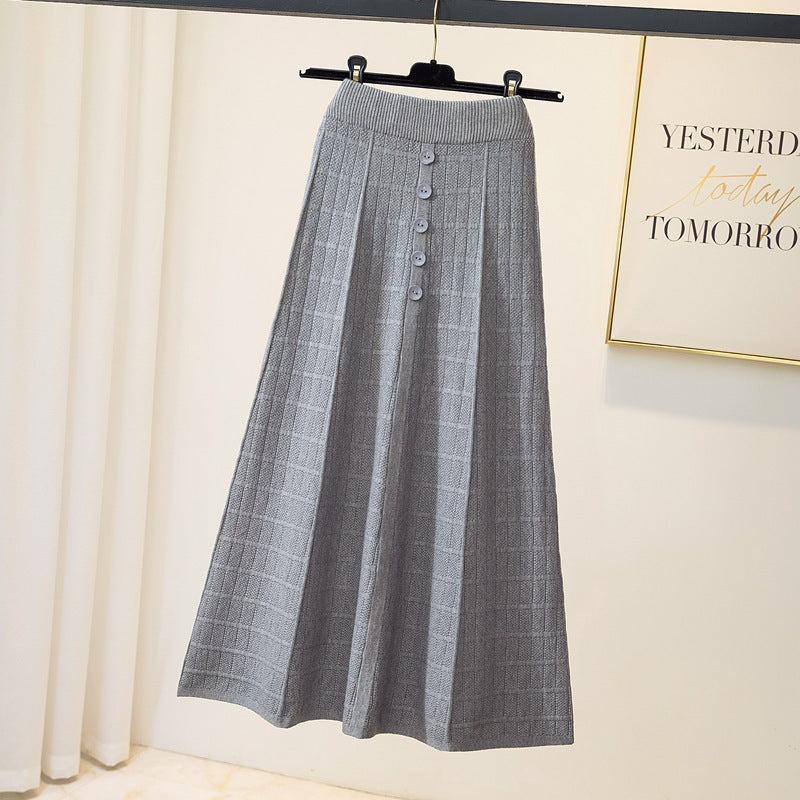 Women's Textured Maxi Skirt with Button Details