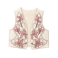 Women's Decorative Vest with Floral Embroidery