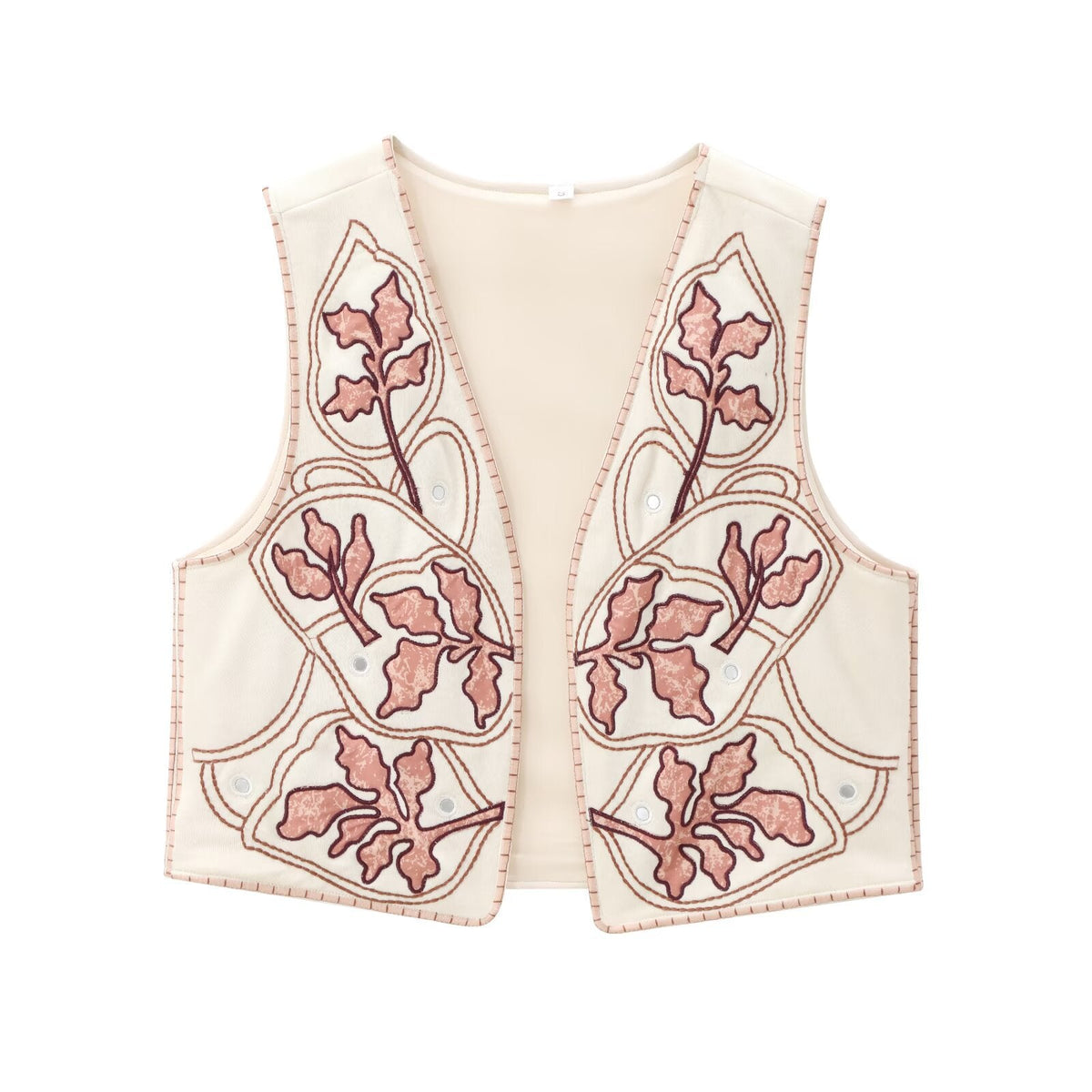 Women's Decorative Vest with Floral Embroidery