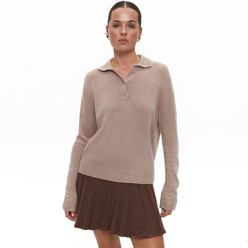 Women's Elegant Knit Sweater with Collar