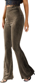 Women's Ribbed Bootcut Pants with High Waist