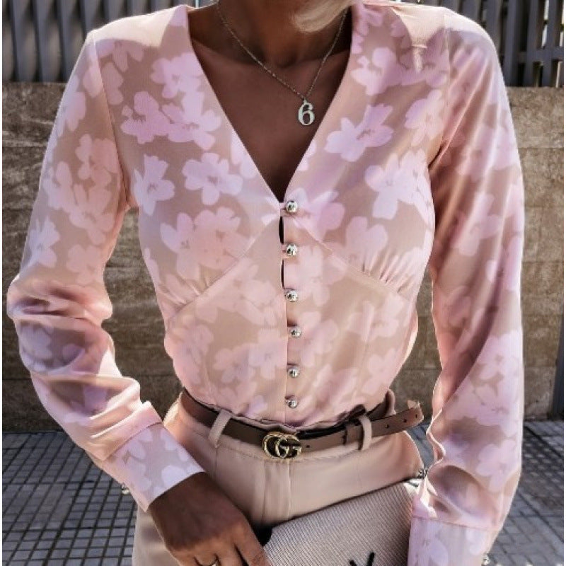 Women's Floral Button-Down Blouse