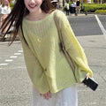 Women's Chunky Knit Sweater with Wide Cut and Fashionable Balloon Sleeves