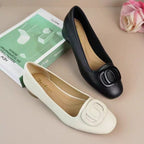 Women's Ballet Flats with Jewelry Accent and Block Heel