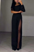 Elegant Jumpsuit with Sheer Inserts and Sequins
