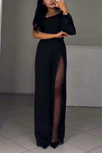 Elegant Jumpsuit with Sheer Inserts and Sequins