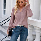 Women's Blouse with Elegant Eyelet Pattern and Casual Cut