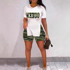Women's Leisure Set with Animal Print and Shorts
