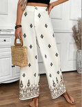 Women's Elegant Loose-Fit Patterned Trousers