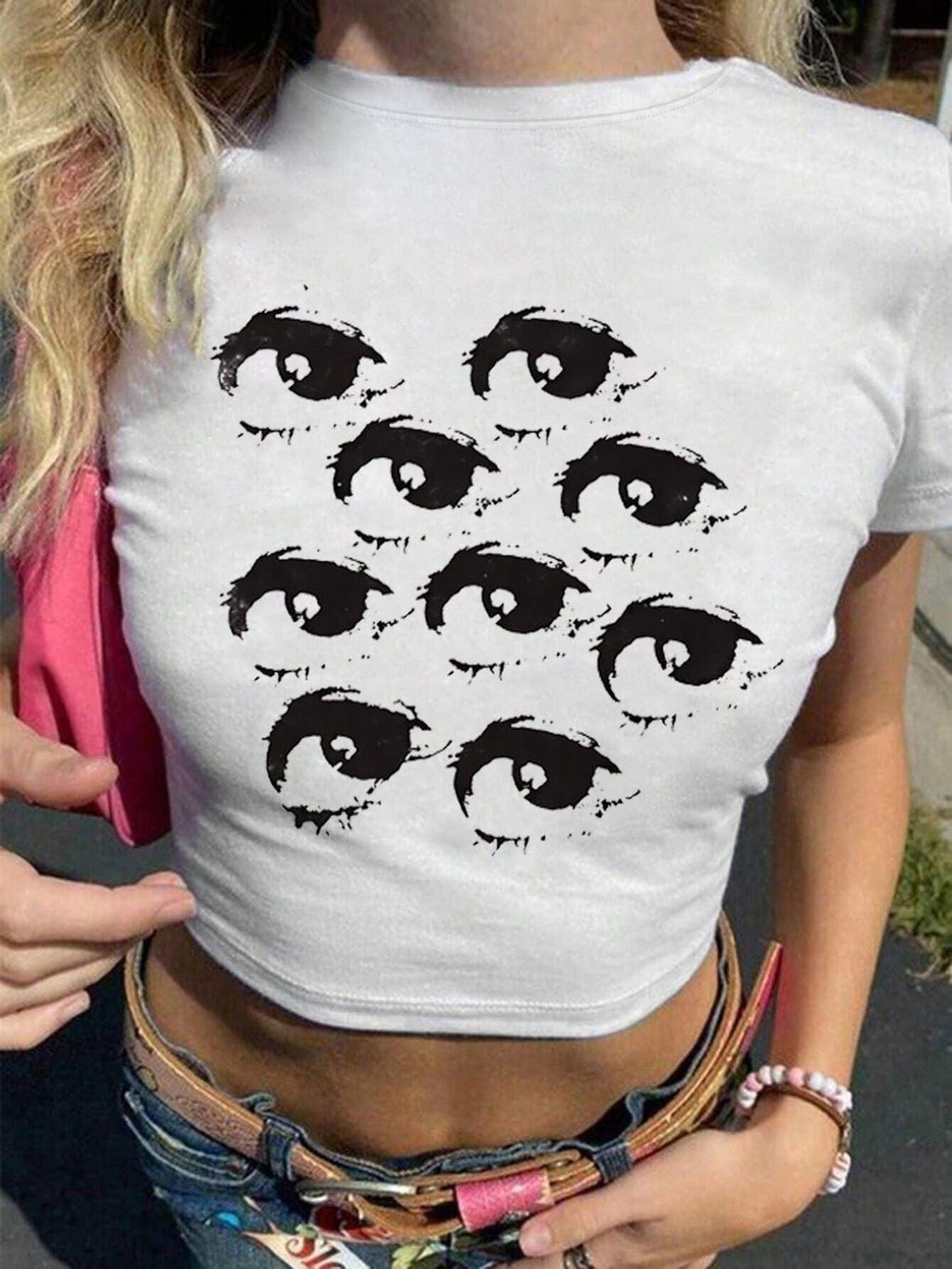 Women's Eye Motif Crop T-Shirt