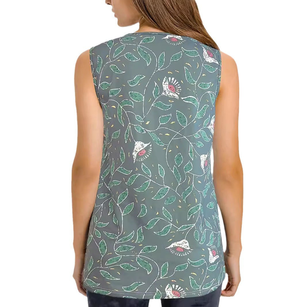 Women's Sleeveless Floral Print Blouse