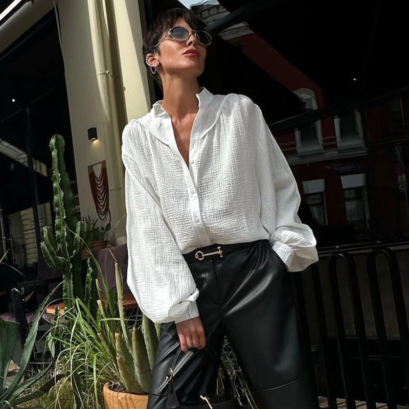 Airy Oversized Blouse with Textured Fabric