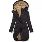 Women's Lined Winter Parka with Detachable Hood and Soft Lining