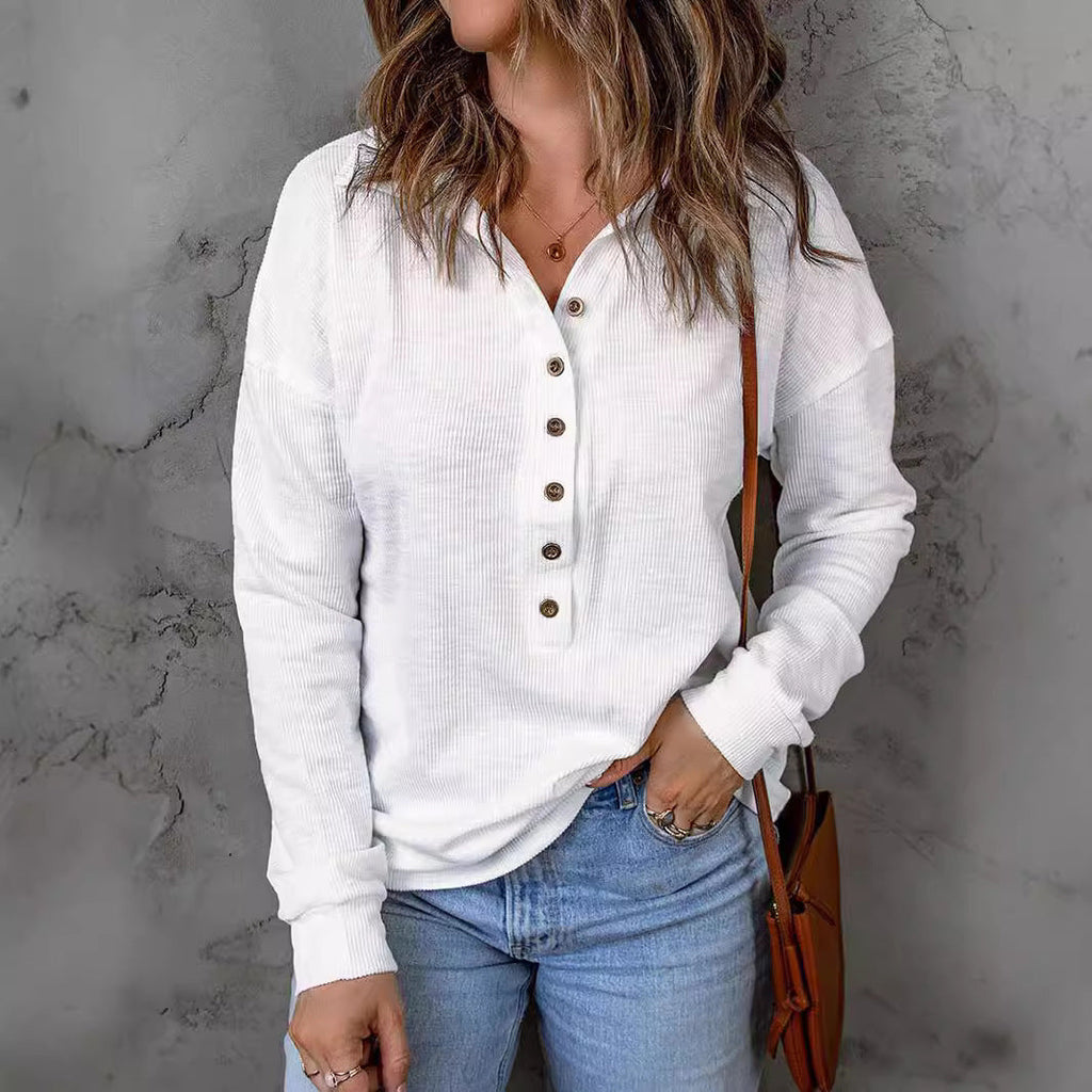 Women's Long-Sleeve Blouse with Button-Down Collar