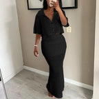 Crochet Crop Top and Maxi Skirt Set