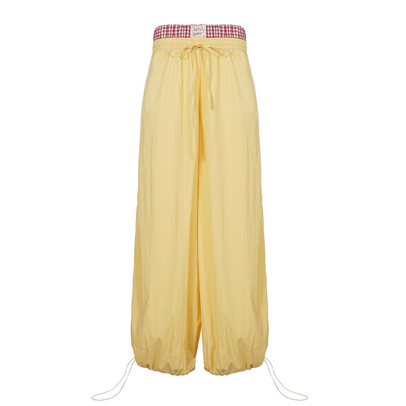 Women's Comfortable Palazzo Pants with Elastic Waist and Adjustable Drawstring