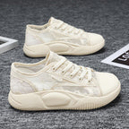 Women's Breathable Casual Sneakers with Floral Design and Flexible Sole