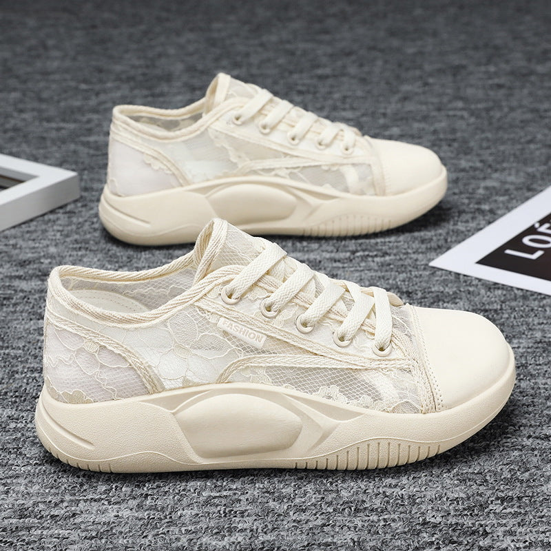Women's Breathable Casual Sneakers with Floral Design and Flexible Sole