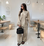 Women's Casual Kimono Pantsuit with Tie Belt
