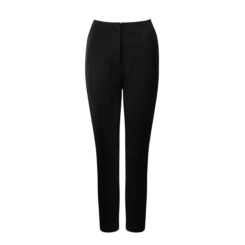 Women's Elegant Suit Pants with High Waist and Slim Leg