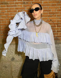 Women's Flowing Ruffle Shirt with Elegant Details