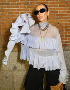 Women's Flowing Ruffle Shirt with Elegant Details