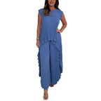 Elegant Pleated Jumpsuit with Asymmetric Hem
