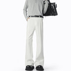Women's Elegant Wide-Leg Casual Trousers with Fine Pleats