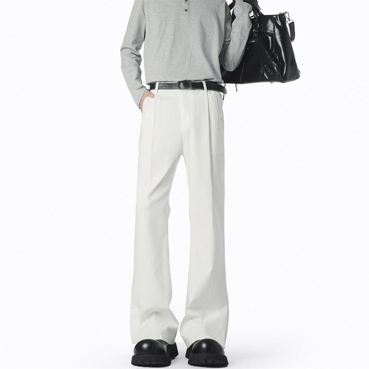 Women's Elegant Wide-Leg Casual Trousers with Fine Pleats