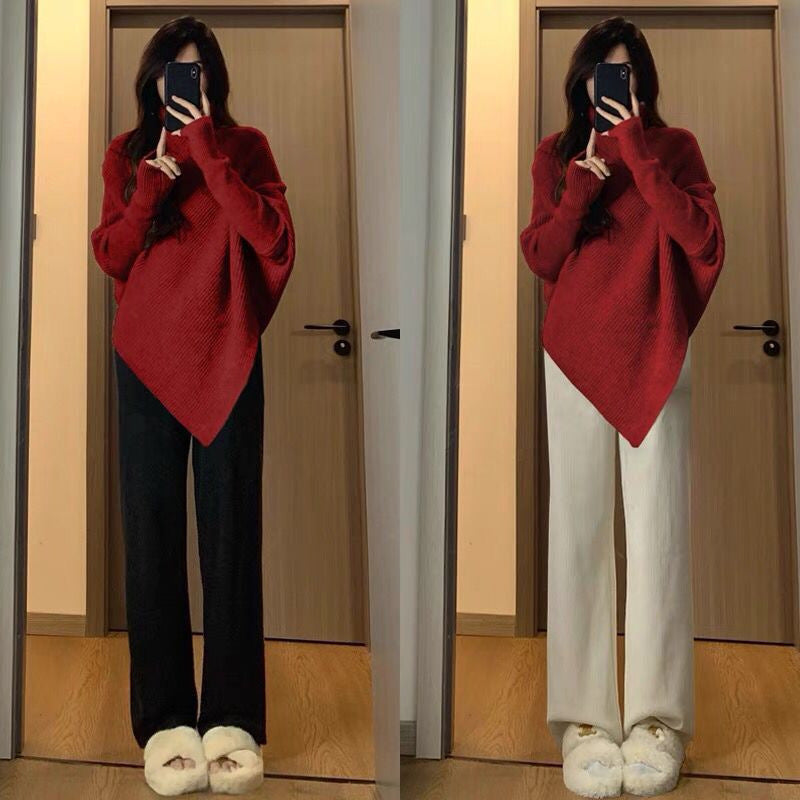 Women's Asymmetrical Knit Sweater in a Casual Oversized Design