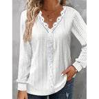 Women's Long-Sleeve Lace-Accent Blouse