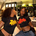 Women's Crop T-Shirt with Creative Lettering