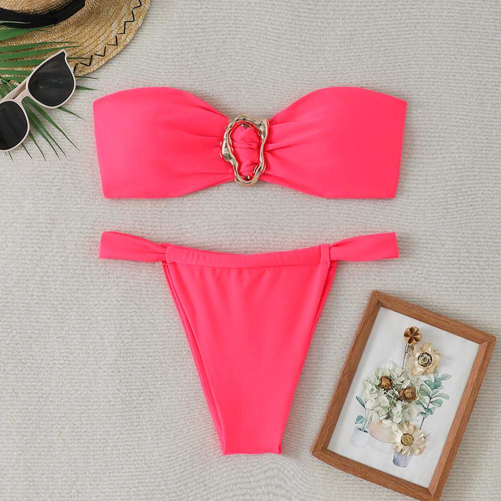 Women's Bandeau Bikini with Buckle Detail
