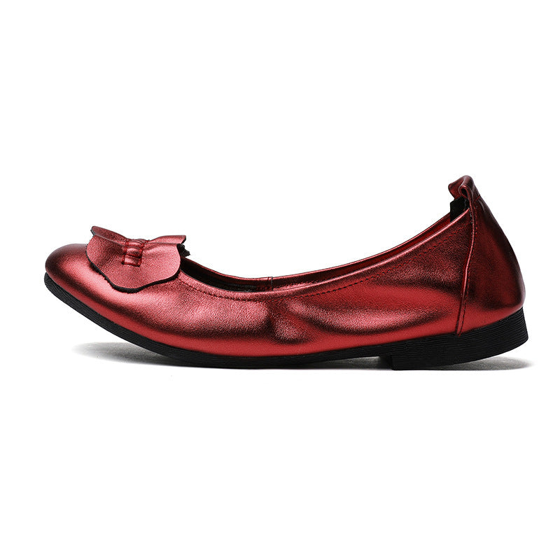 Women's Ballet Flats with Decorative Bow Accent and Non-Slip Sole