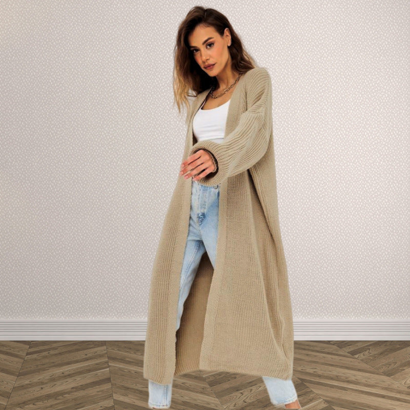 Women's Open-Front Chunky Knit Coat with Deep Pockets